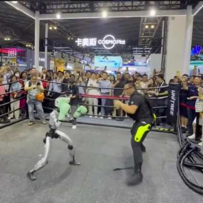 People making fun of this robot vs man boxing video but that is the biggest mistake you can make becuase robots coming so fast to take away your job in next 10 years