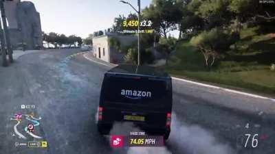 Amazon driver drifting on his shift!