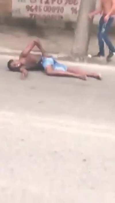 Idiot fights pole…