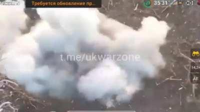 Two Russian soldiers struck twice by Cluster munitions. Unknown location. 13/11/2023