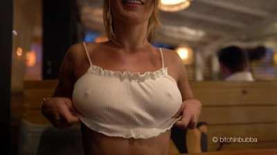 Take me out to dinner and ill flash you my tits