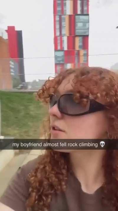 He almost fell while rock climbing
