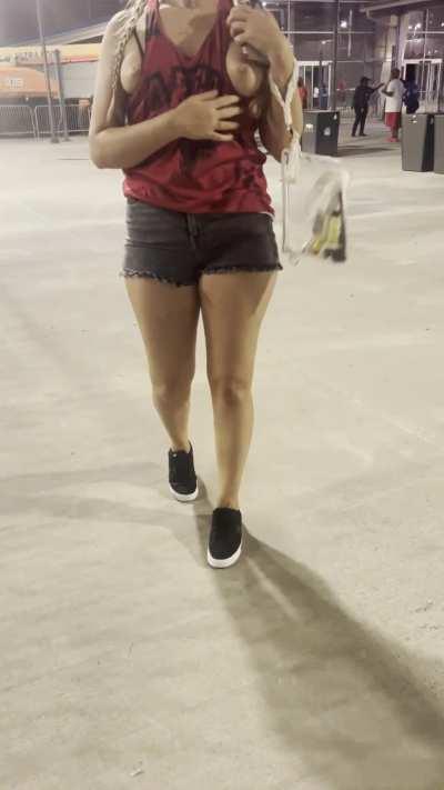 Went to a football game with my titties out
