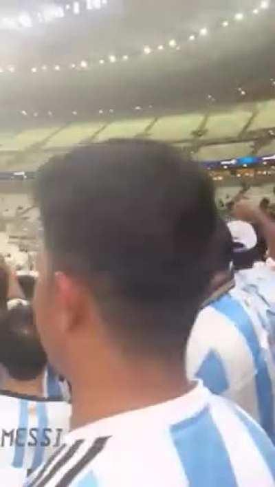 Argentinian fans of Qatar making their mark in the stadium where the World Cup final will be held