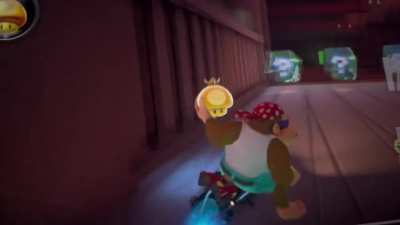 Casually finding a secret path in Ninja Hideaway with Funky Kong.