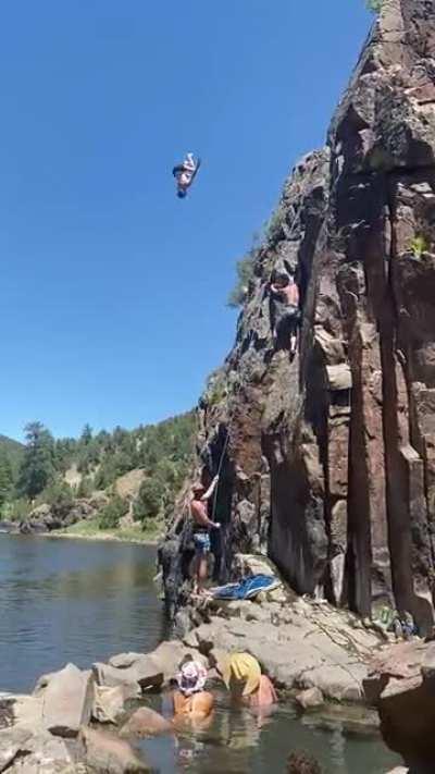 HMRB while I full send this gainer after rock climbing the cliff below it