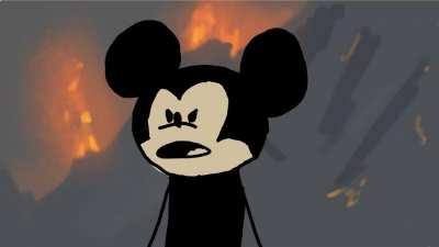 Mickey has the high ground