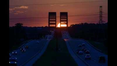 Shot a timelapse of the sunset over JB Bridge (i255) from the Illinois side. The sun is lined up just right this week (NTA - Not The Arch :) )