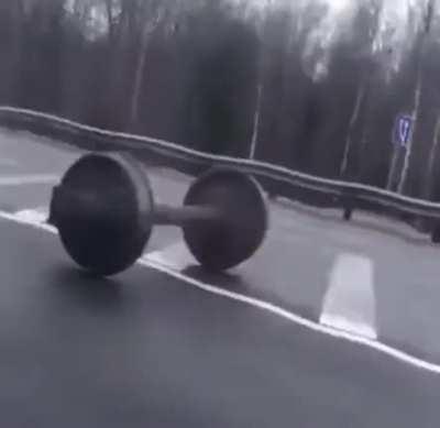 Just some train wheels going for a wander on to the highway