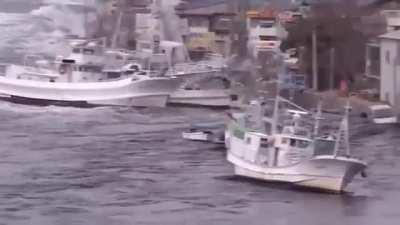 The slow yet unstoppable deluge of water during a Tsunami