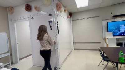 Bullet proof strong room in a school to protect students from mass shooters. This is what America has become...