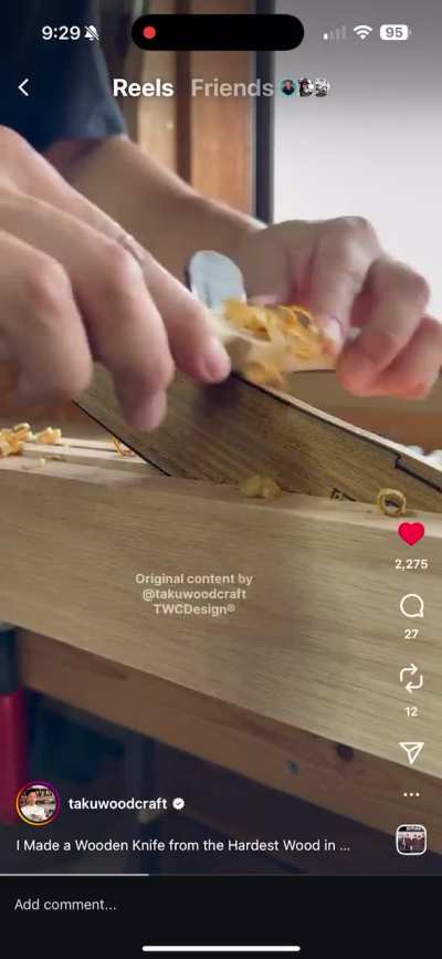 Takuwoodcraft makes knife out of wood