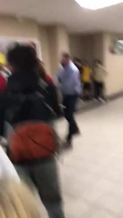 idiot tries to square up with school principal