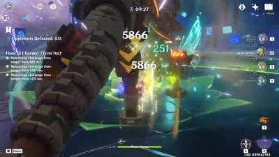 Who would've thought two healers can be so deadly together? (GD Kuki & Clam Kokomi Hyperbloom, Abyss 12-1-1)