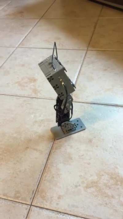 A robot thing I built a while back. It’s supposed to take a step.