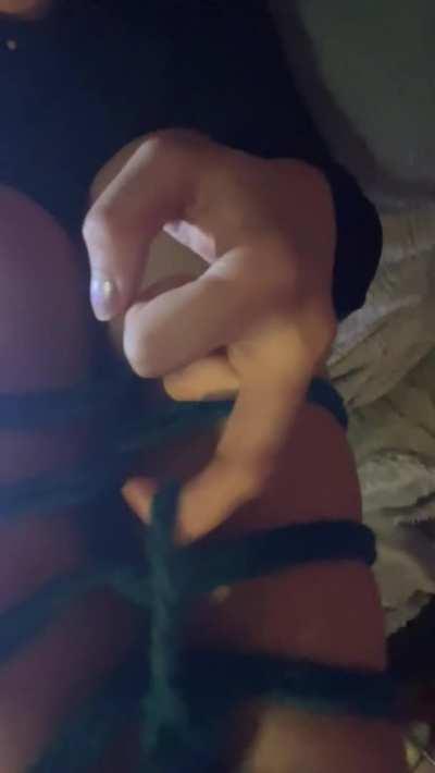 Got a leg tie bind goin [f]or you, ready for you to add on to it 🧶🥺😈