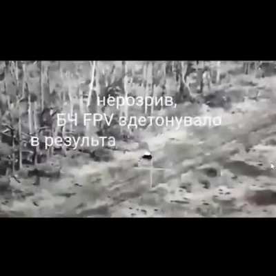 Archival footage of the destruction of a Russian Unmanned Ground Vehicle. Unknown Location, April 2024