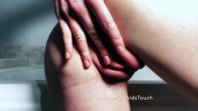 I make my pumped pussy jiggle while sliding my fingers back and forth over my plump labia…