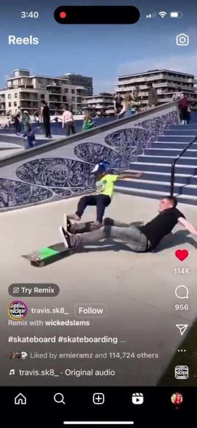 Running through a skatepark like it’s a playground. (Not even skating)