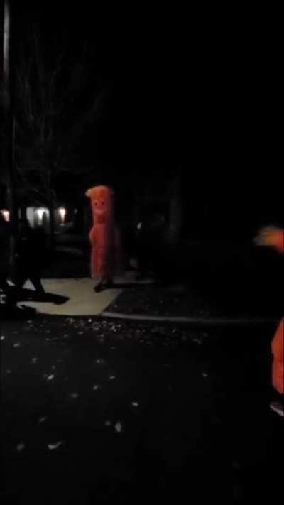 My kid was a little sad after not seeing any other costumes like his, and then this LEGEND of a teenager showed up and did what legends do.