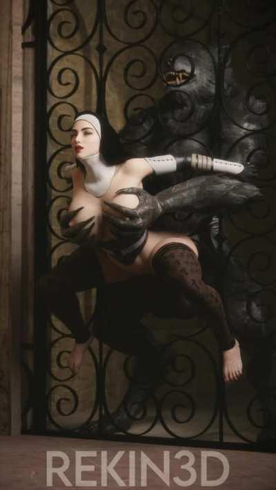 Nun vs Werewolf [Heinrich Lossow] (rekin3d)