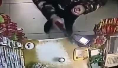 a robber is disturbing customers