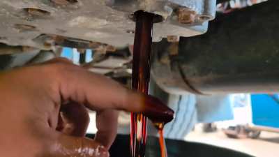 Trans fluid change on a Sterling dump truck