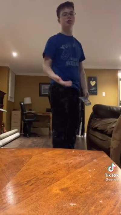 But their is a desk behind him.