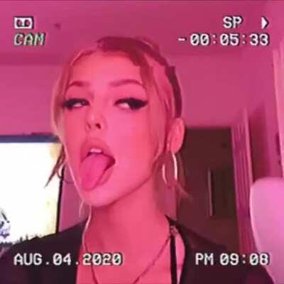 Obsessed with her tongue