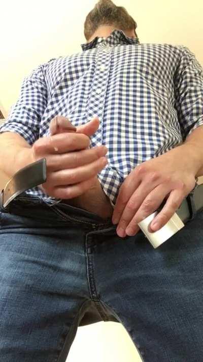 Almost cumming in jeans