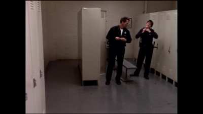 Clayton Hughes overhears Len Lopresti and Claire Howell in the locker room