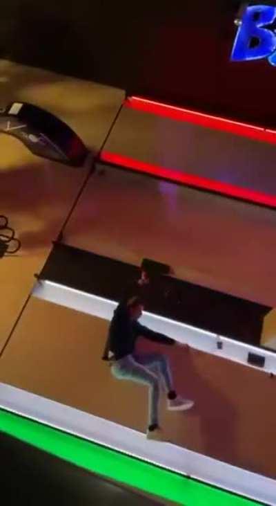 Casually jumping over a rail