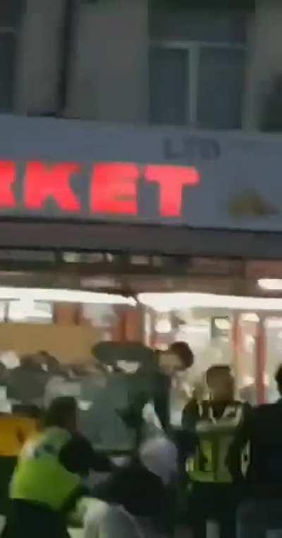 Leicester, England. Muslims burn Hindu shop