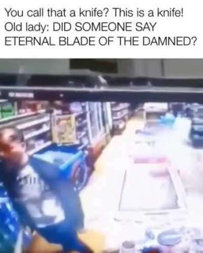 Old Asian Lady Wielder of the eternal blade of the damned