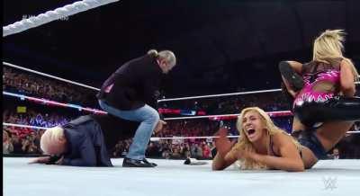 Bret Hart’s last sharpshooter featuring Ric Flair, Charlotte and Natalya, Payback 2016.