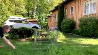 Woman running like a horse