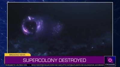 BREAKING NEWS: Helldivers Destroy Bug Supercolony! Where once the heart of Terminid darkness stood, now a beautiful black hole shines as a symbol of justice on a galactic scale.