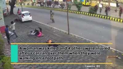 Car crashes into 5, kills 1. Driver and his father surrender.