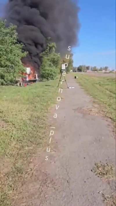 Ukrainian FPV strike against Russia EW station with both perspectives, near Sumy Region, October 2025