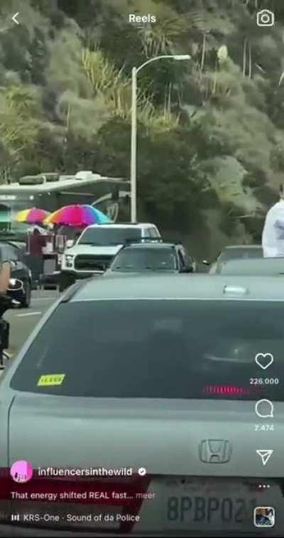 WCGW flashing on a highway