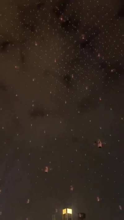 Thousands of drones docking to charge after a drone show.