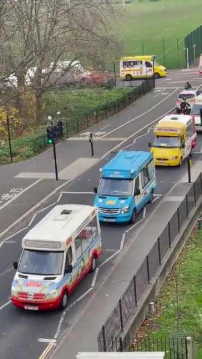 Ice cream man’s funeral and all the ice cream vans came and followed in solidarity