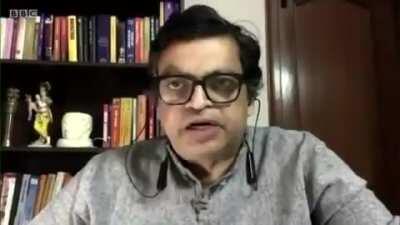 BBC grilling BJP spokesperson on censoring tweets criticizing the govt on covid.