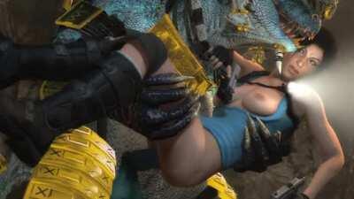 Lara vs. Lizardman (Darsovin) [Tomb Raider]