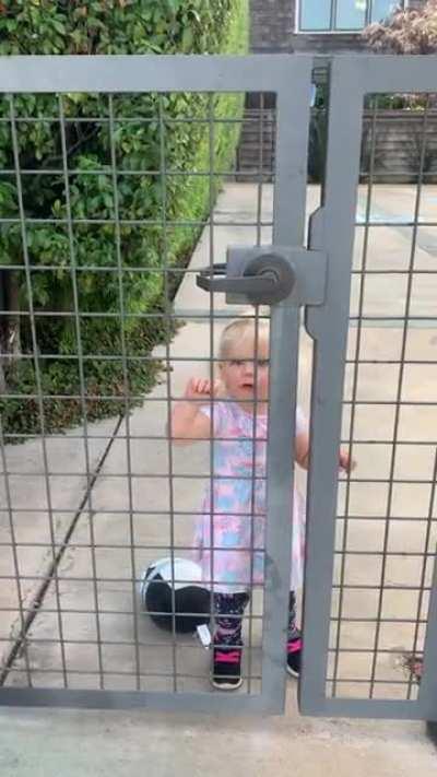 My daughter “stuck” after walking around the fence in the first place.