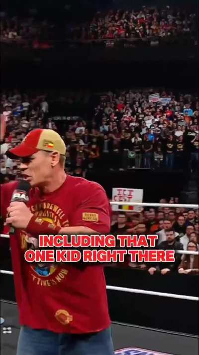 The John Cena kid's reaction before and after Cena called him out