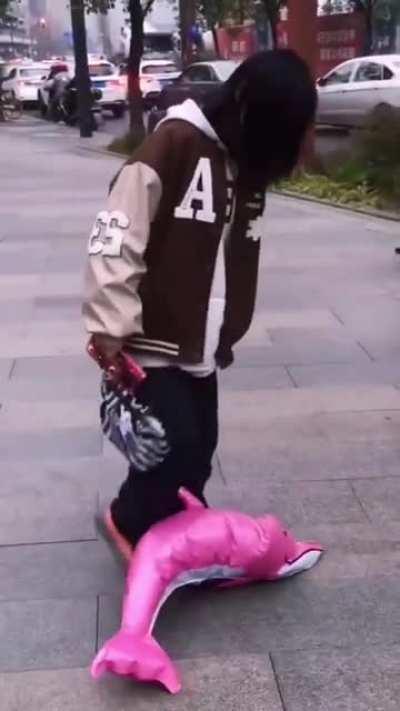 unnecessarily step on the toy and try to brake it.