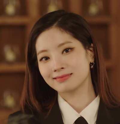 Dahyun - light eyes, black suit & tie, white shirt, switch to me