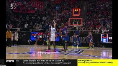 [Highlight] Almost fairytale ending of the celebrity game as Team Ryan almost beats Team Dwyane but the half court shot is too late while Fat Joe is on the mic