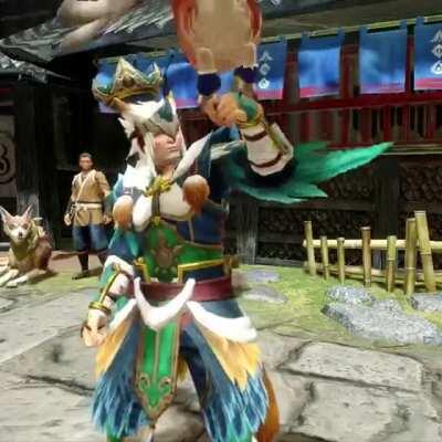 You can pet the scouting owl! And that Bishaten Armor is on point